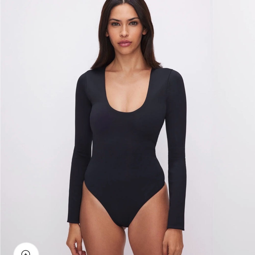 Good American Sculpting Black Scoop Neck Bodysuit